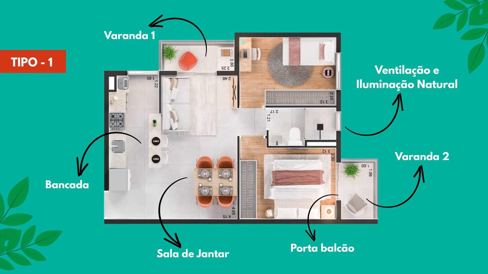 Planta Tipo 1 - Varandas Integradas